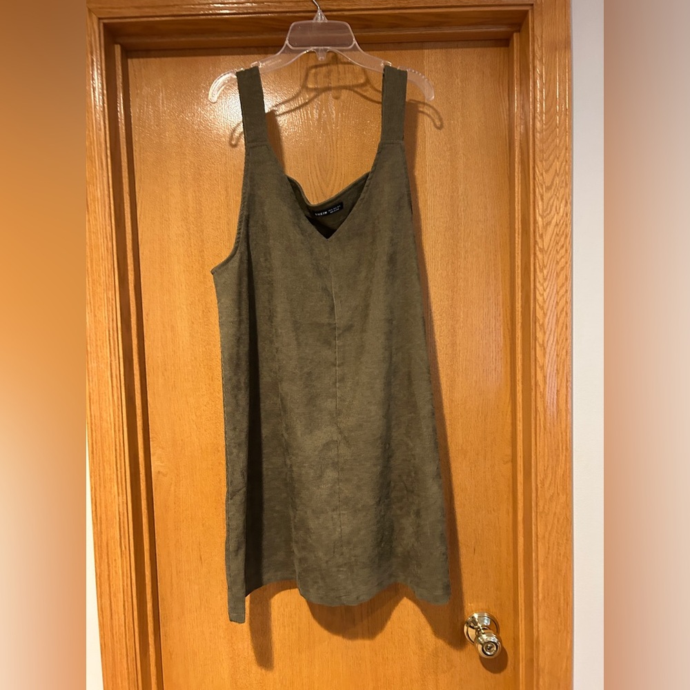 SHEIN ladies size xl or us 12 Olive Green Corduroy Sleeveless Dress.
